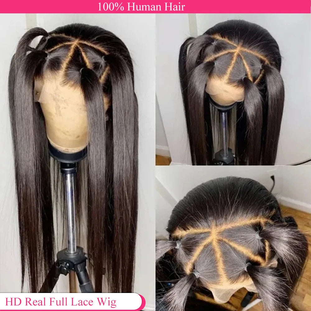100% Human Hair HD Full Lace Wig - Bone Straight, Glueless
