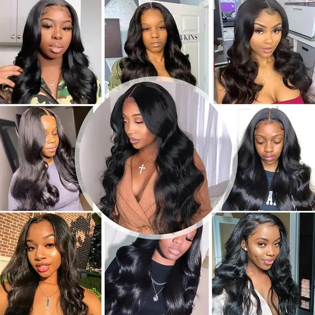 Body Wave Bundles Human Hair With Frontal 100% Natural Human Hair Extensions 3 Bundles With13x4 Transparent Lace Frontal Closure