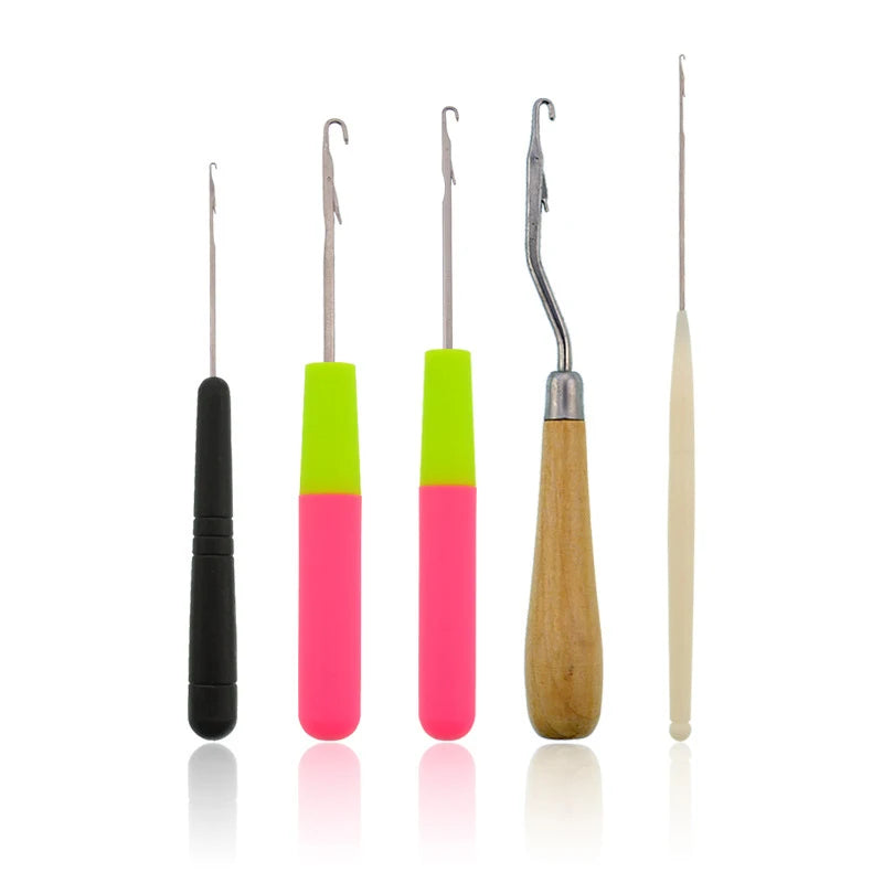 5Pcs/Set Latch Hook Set Crochet Needle Dreadlocks Plastice Knitting Hair Extensions Styling Tool For Braiding Weave Wigs Craft