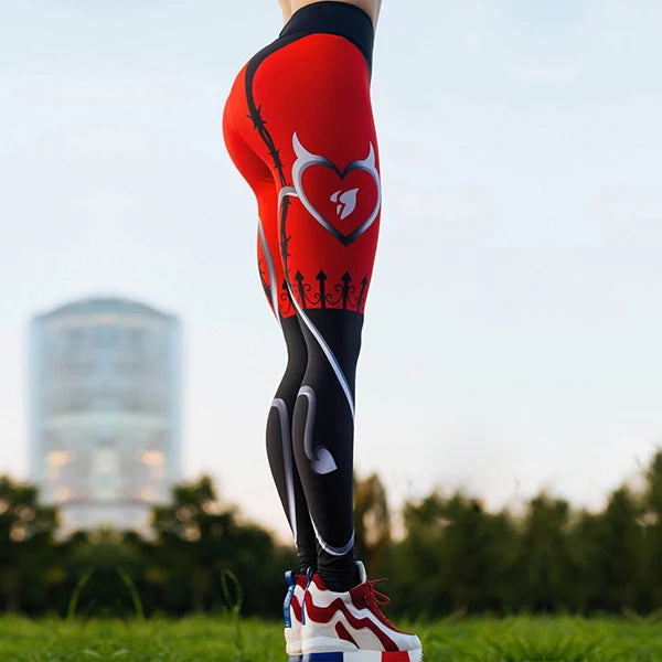 Trinity Heart Print Yoga Leggings – High Waist Sport Tights House of Trinity