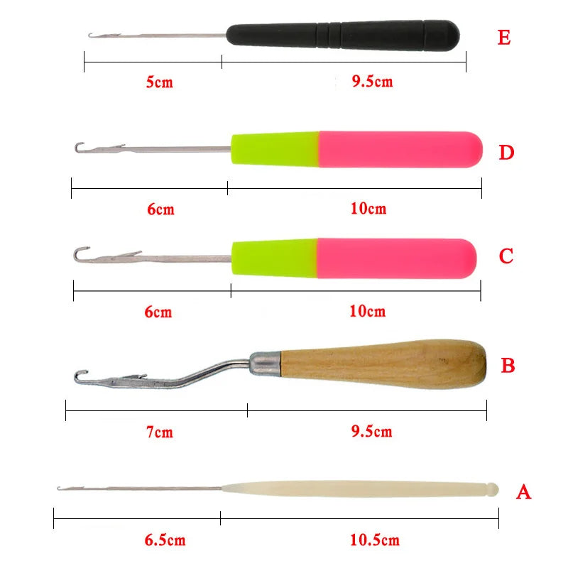 5Pcs/Set Latch Hook Set Crochet Needle Dreadlocks Plastice Knitting Hair Extensions Styling Tool For Braiding Weave Wigs Craft