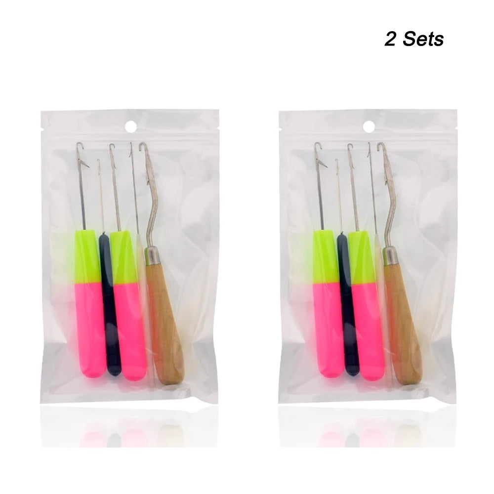 5Pcs/Set Latch Hook Set Crochet Needle Dreadlocks Plastice Knitting Hair Extensions Styling Tool For Braiding Weave Wigs Craft