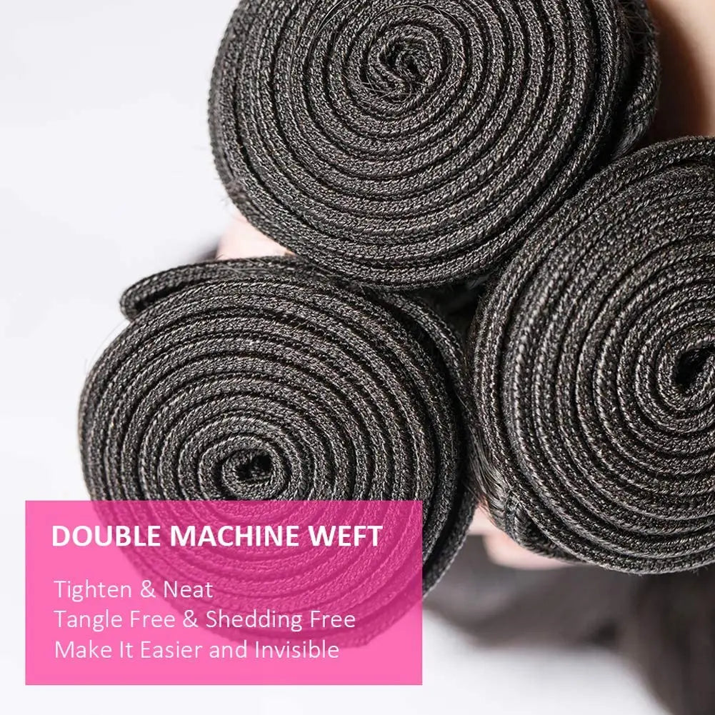 Body Wave Bundles Human Hair With Frontal 100% Natural Human Hair Extensions 3 Bundles With13x4 Transparent Lace Frontal Closure