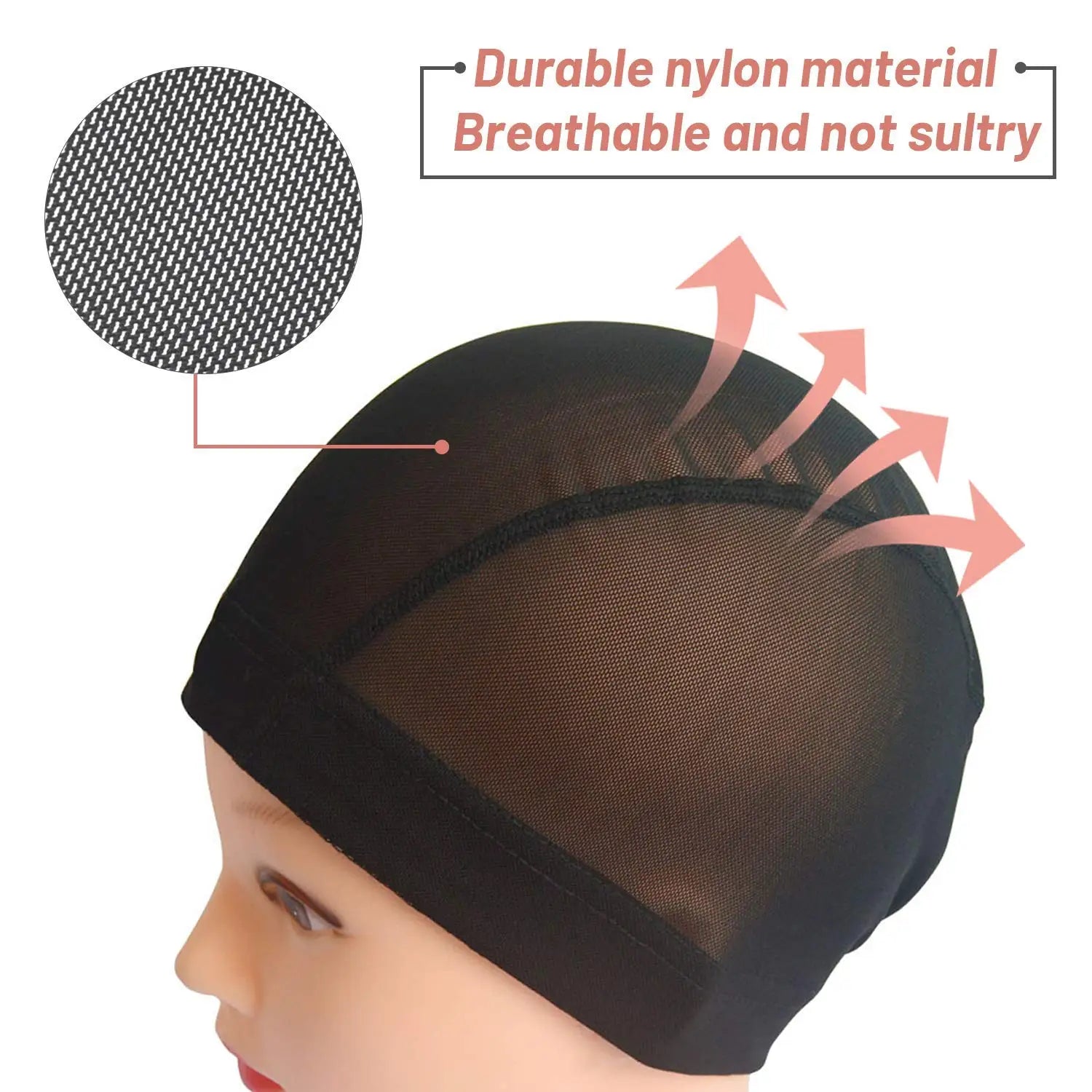 Wig Making Kit DIY Wig Accessories,5pcs Adjustable Elastic Band,3pcs Dome Mesh Wig Cap,Black Thread Hair Clips Comb and Scissors
