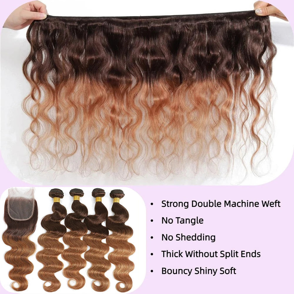 Trinity Ombre Body Wave Bundles with Closure House of Trinity