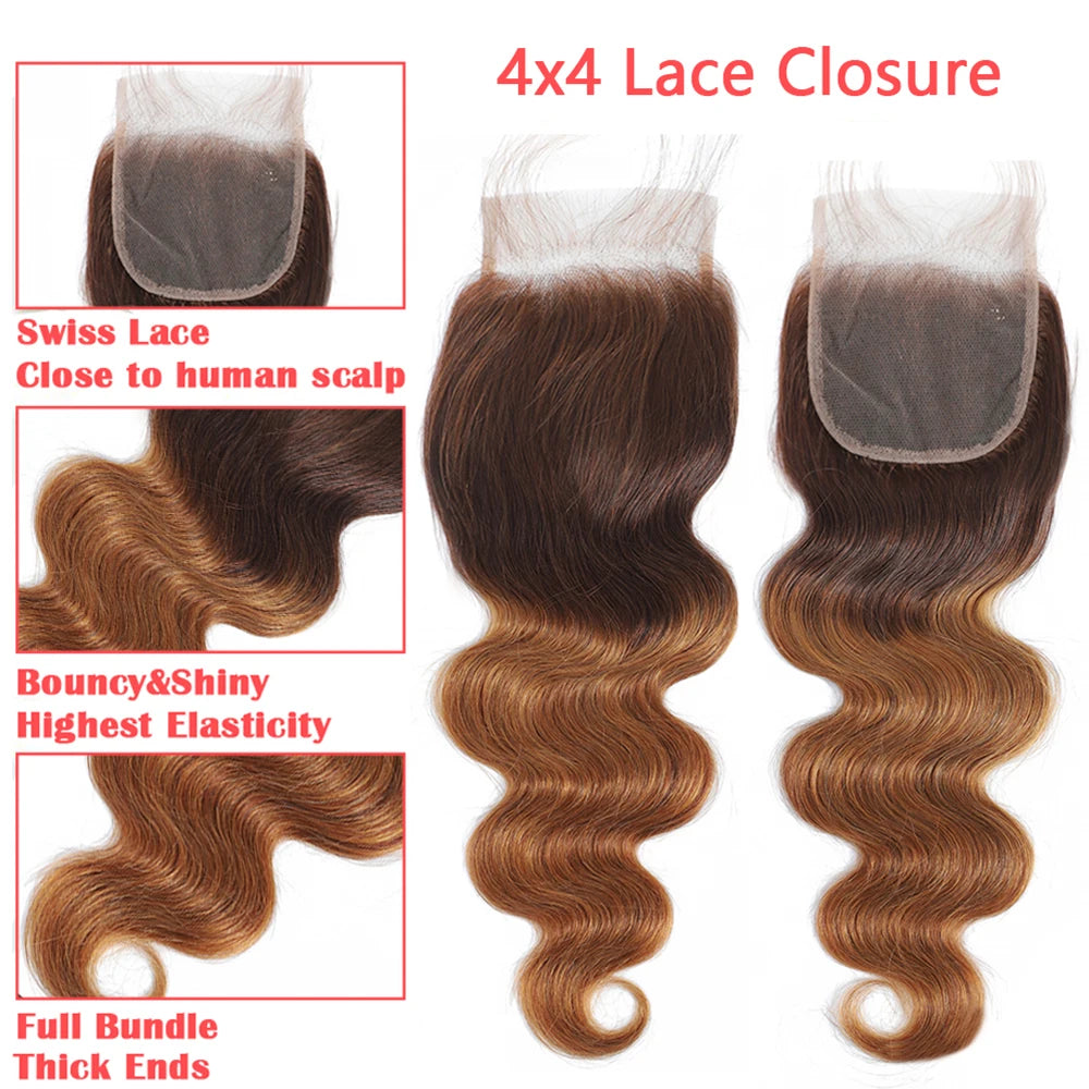 Trinity Ombre Body Wave Bundles with Closure House of Trinity
