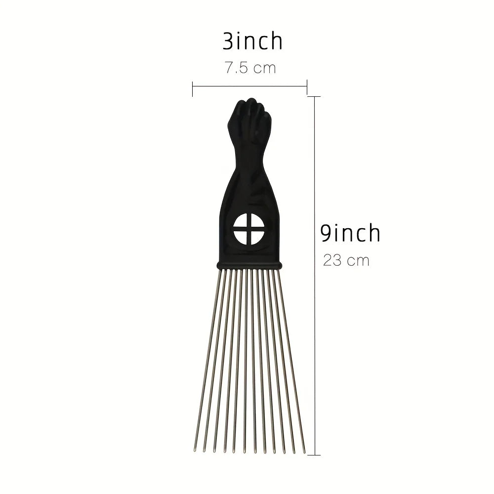Black Metal African American Pick Comb Hair Combs Hair Comb for Hairdressing Styling Tool Salon Barber Shop