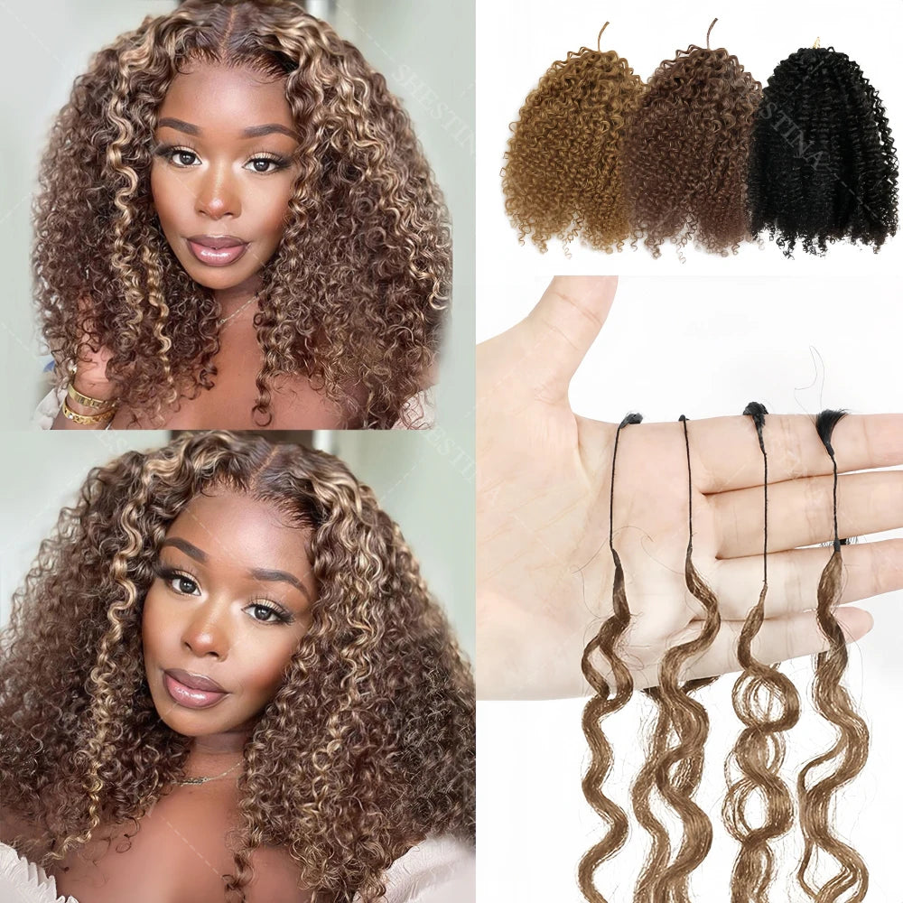 427 Highlight Feather Crochet Human Hair Extension For Braid Kinky Curly Pre-Separated Knotless Small Spirals Curly Crochet Hair