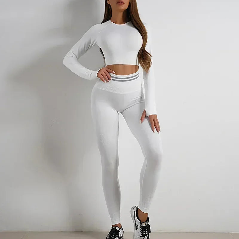 Trinity Seamless Yoga Set – Backless Top & High-Waist Pants House of Trinity