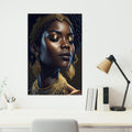 Black and Gold African Woman Poster Sticky Wall Waterproof Home Living Room Bedroom Bar Aesthetic Decoration Perfect Gift