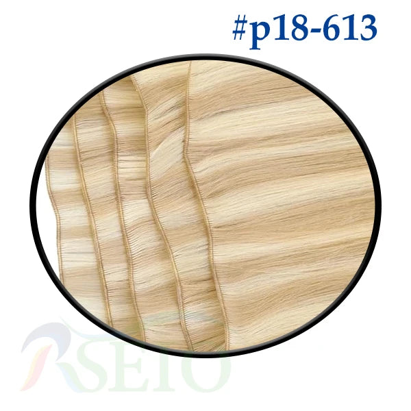 RSEIO Genius Weft Extensions 100% Real Human Hair Bundles Brown Blonde Color Sew In Straight Remy Hair Double Wefts can Curly