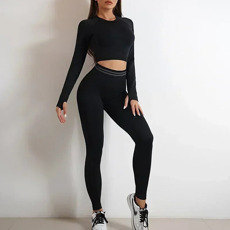 Trinity Seamless Yoga Set – Backless Top & High-Waist Pants House of Trinity