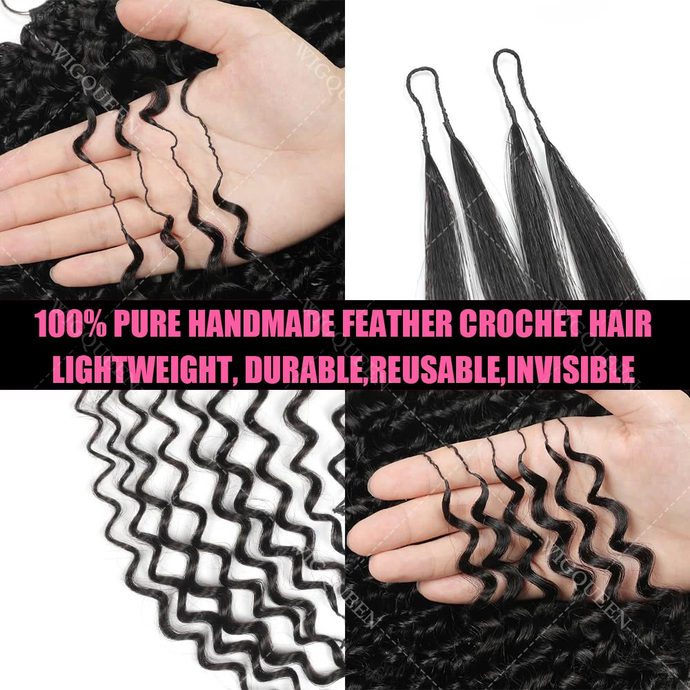427 Highlight Feather Crochet Human Hair Extension For Braid Kinky Curly Pre-Separated Knotless Small Spirals Curly Crochet Hair