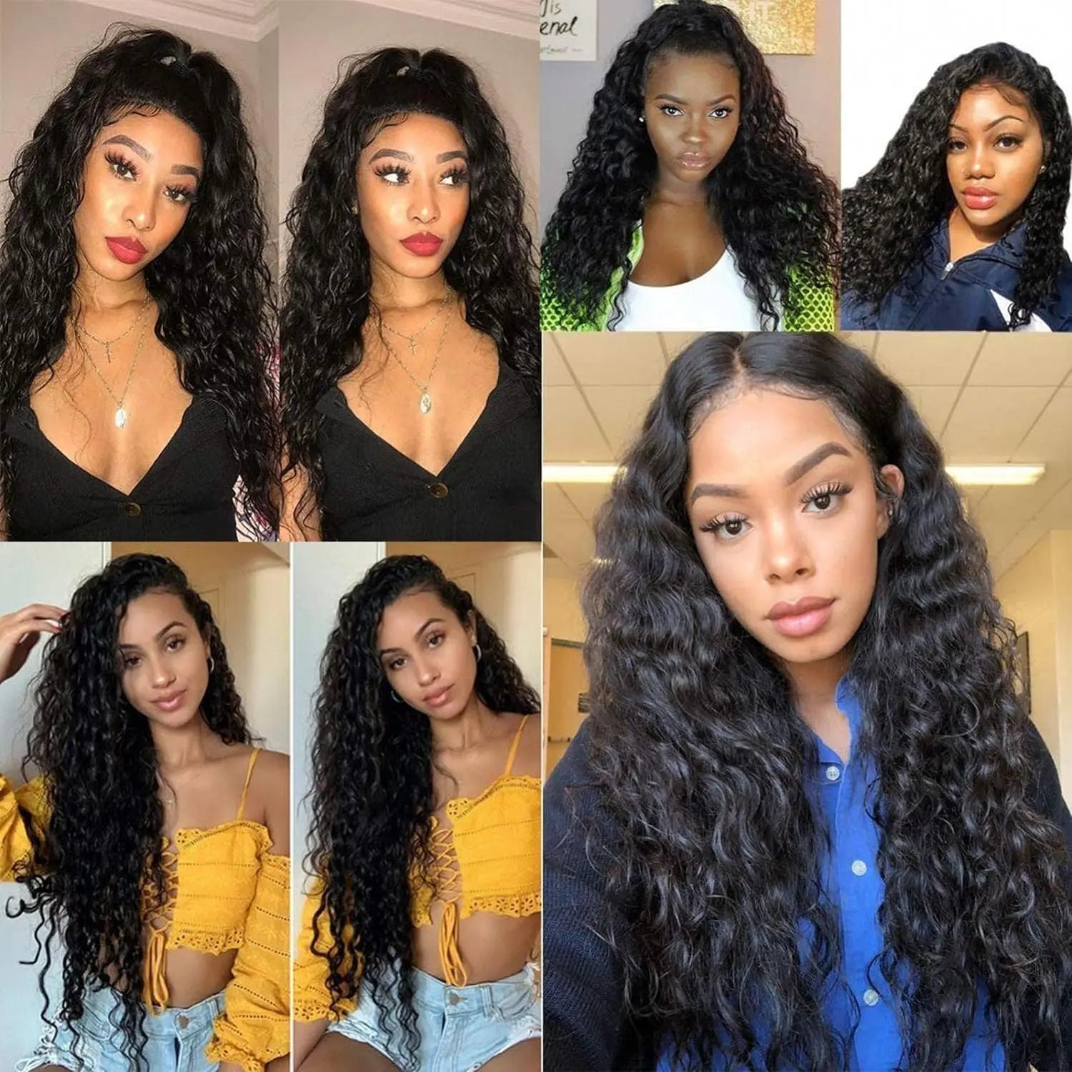 30Inch Deep Wave Synthetic Wig Glueless Full Lace Middle Part Afro Curly Hair For Black Women