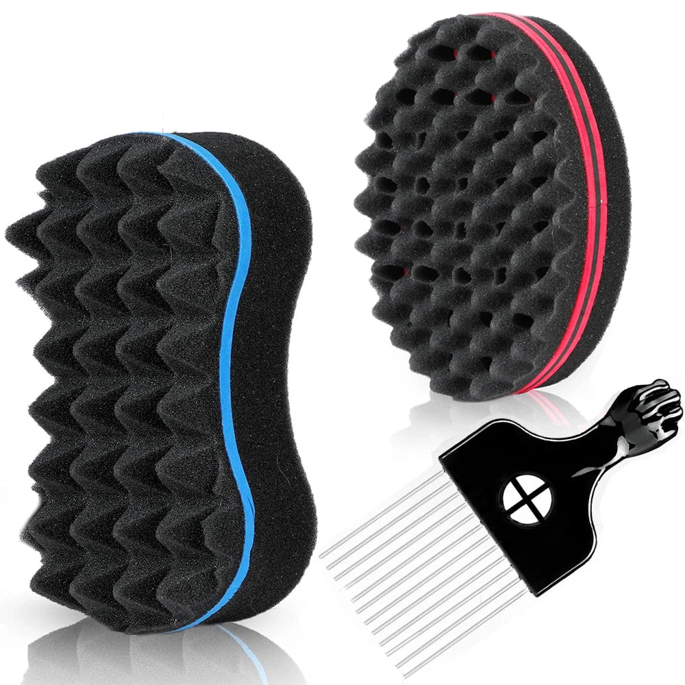 Double Sides Magic Twist Hair Brush Sponge Brush For Natural Afro Coil Wave Dread Sponge Brushes Hair Braids Braiding Hair