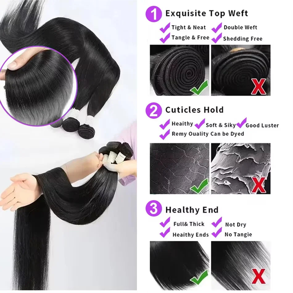Trinity Brazilian Straight Hair Bundles – 32" Virgin Remy House of Trinity