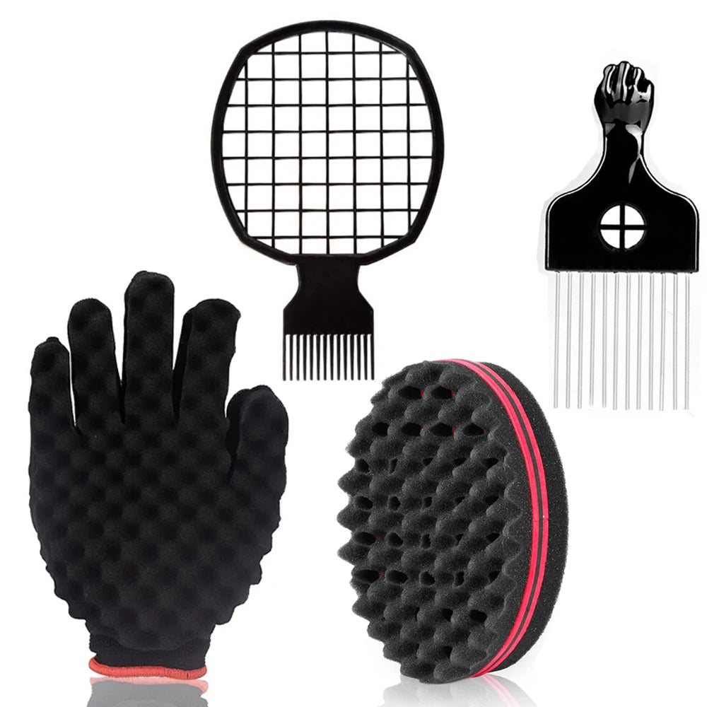 Double Sides Magic Twist Hair Brush Sponge Brush For Natural Afro Coil Wave Dread Sponge Brushes Hair Braids Braiding Hair