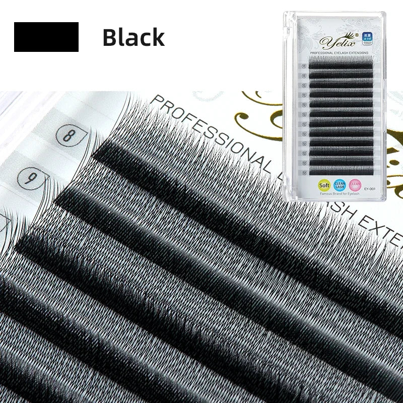 Yelix New 2D Volume Lashes Dark Brown Ultra-thin Y Lash Extension Lightweight Premade Fans Eyelash Extensions Single Tip 2D Y
