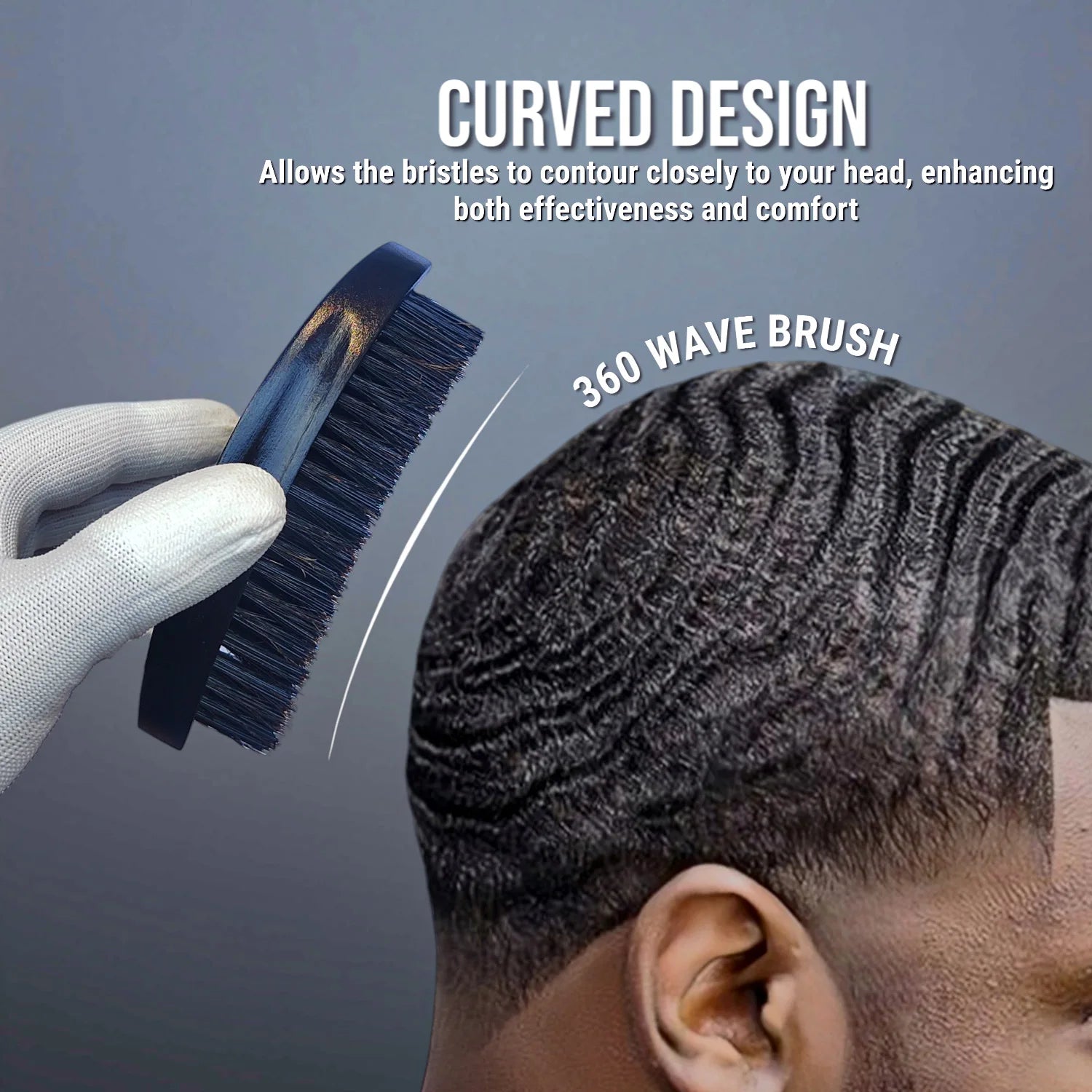 Trinity 360 Wave Brush – Curved Wooden Handle for Men