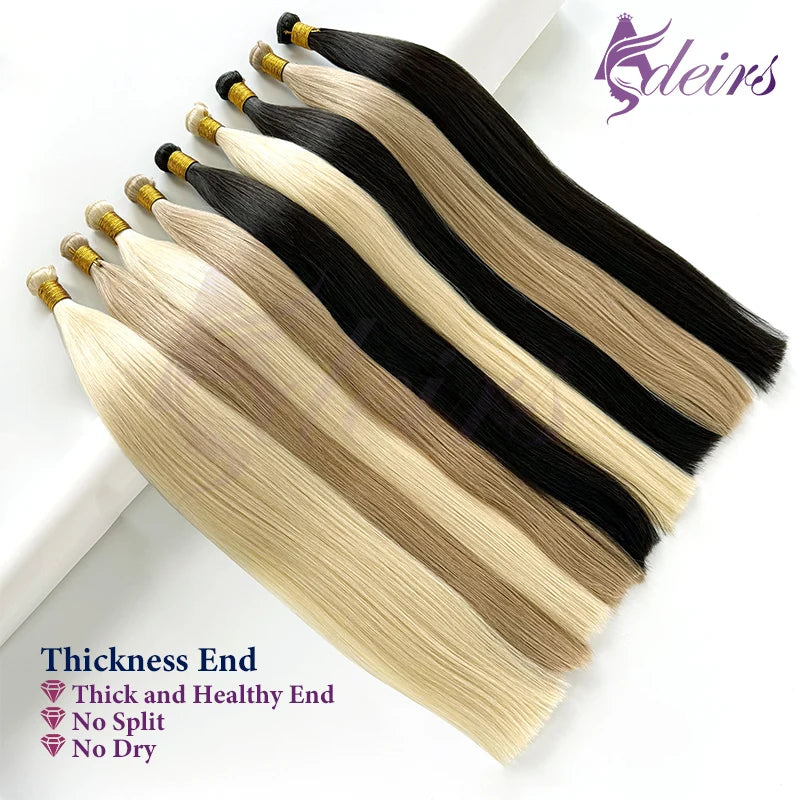 ADEIRS Genius Human Hair Weft Bundles  Remy 100% Really Human Hair Extensions Straight Can Curly  Invisible Comfort Hair Weaves