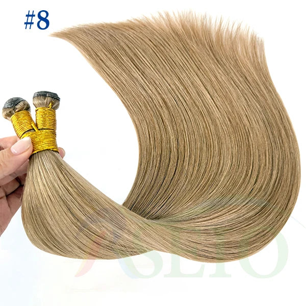 RSEIO Genius Weft Extensions 100% Real Human Hair Bundles Brown Blonde Color Sew In Straight Remy Hair Double Wefts can Curly