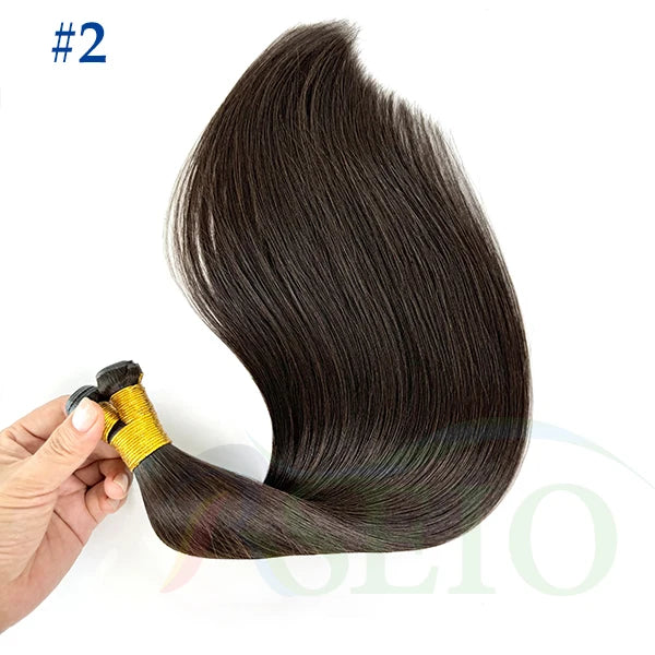 RSEIO Genius Weft Extensions 100% Real Human Hair Bundles Brown Blonde Color Sew In Straight Remy Hair Double Wefts can Curly