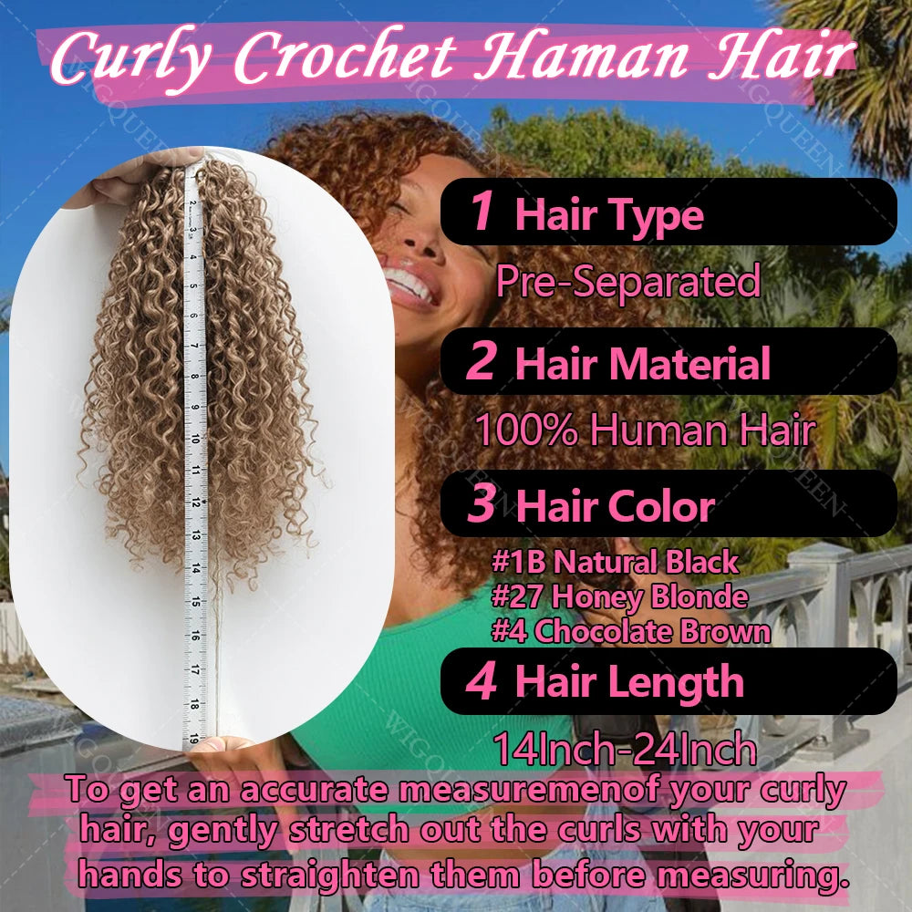 427 Highlight Feather Crochet Human Hair Extension For Braid Kinky Curly Pre-Separated Knotless Small Spirals Curly Crochet Hair