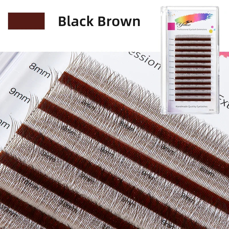 Yelix New 2D Volume Lashes Dark Brown Ultra-thin Y Lash Extension Lightweight Premade Fans Eyelash Extensions Single Tip 2D Y