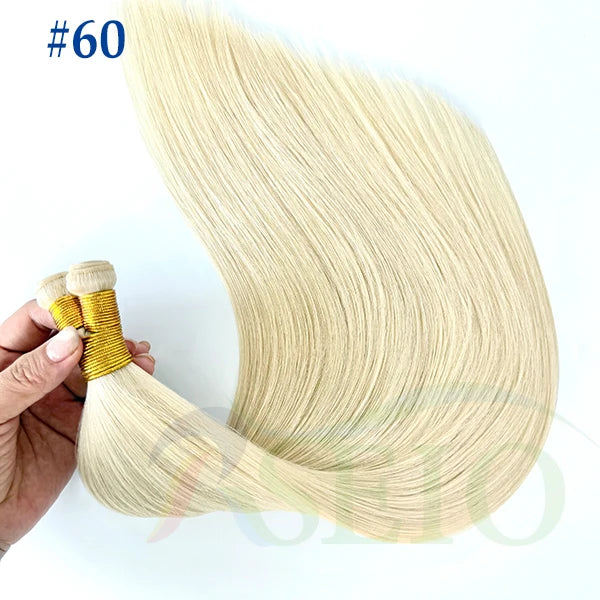 RSEIO Genius Weft Extensions 100% Real Human Hair Bundles Brown Blonde Color Sew In Straight Remy Hair Double Wefts can Curly