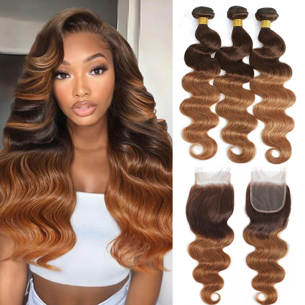 Trinity Ombre Body Wave Bundles with Closure House of Trinity