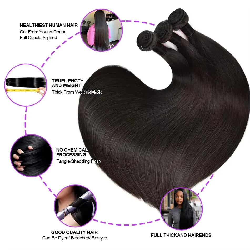 Trinity Brazilian Straight Hair Bundles – 32" Virgin Remy House of Trinity