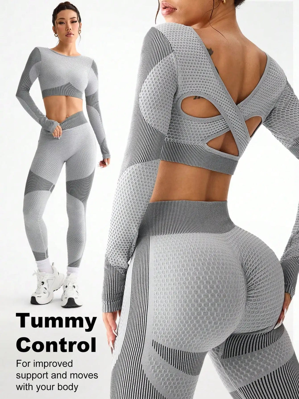 Trinity Mesh Yoga Set – Seamless Long-Sleeve Top & Leggings House of Trinity