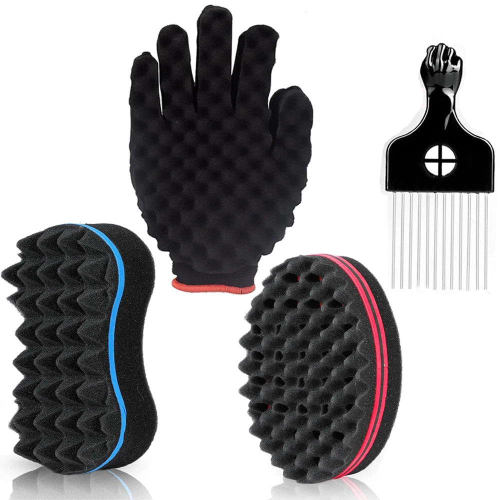 Double Sides Magic Twist Hair Brush Sponge Brush For Natural Afro Coil Wave Dread Sponge Brushes Hair Braids Braiding Hair