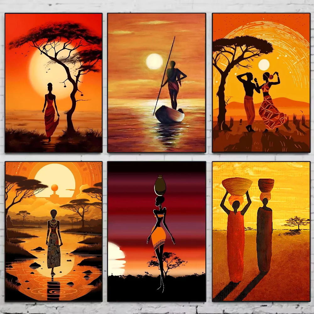 Abstract Painting African Living Poster HD art sticky wall waterproof home living room bedroom bar aesthetic decoration