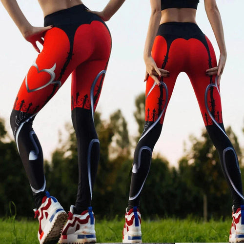 Trinity Heart Print Yoga Leggings – High Waist Sport Tights House of Trinity