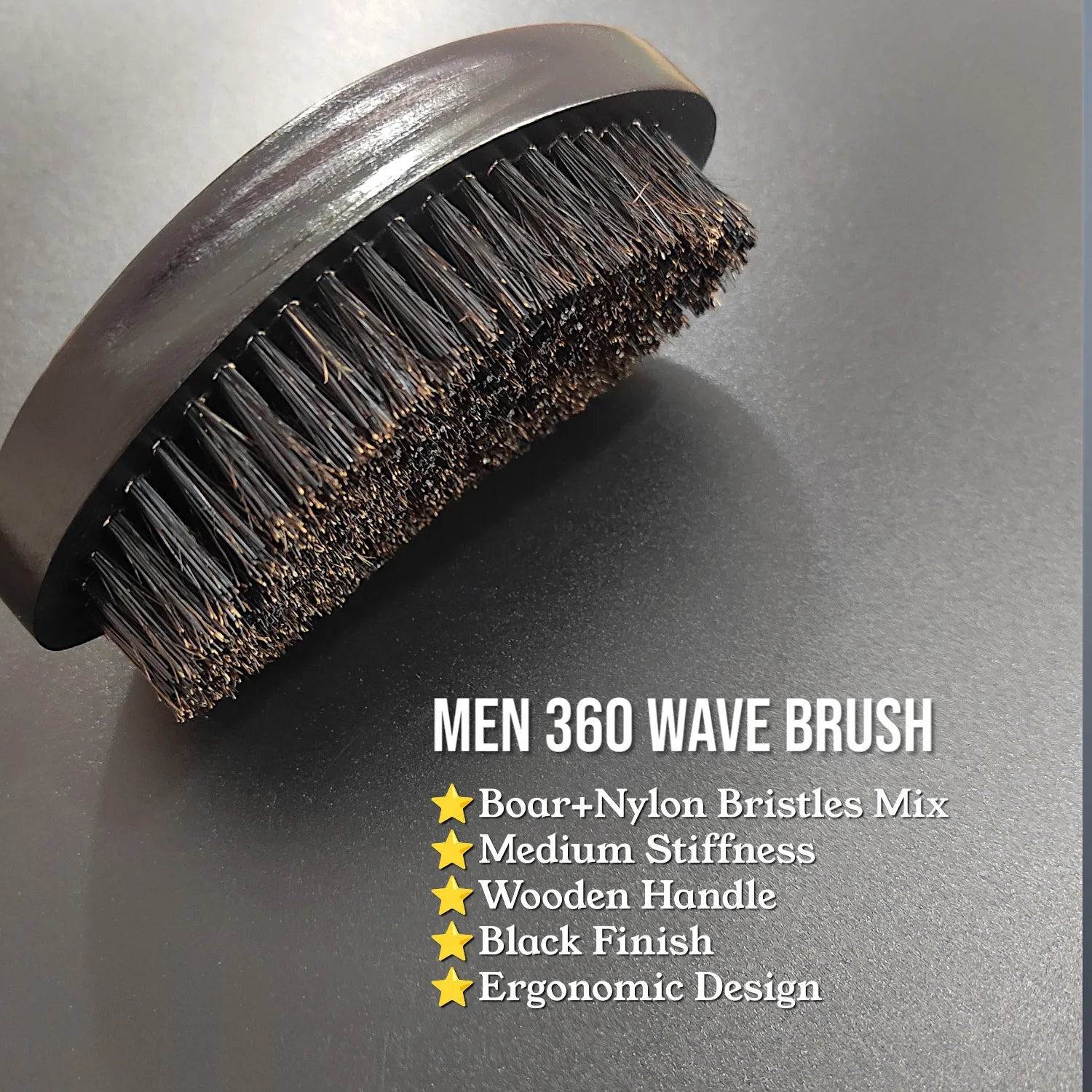Trinity 360 Wave Brush – Curved Wooden Handle for Men
