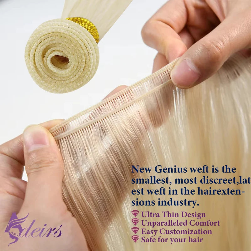 ADEIRS Genius Human Hair Weft Bundles  Remy 100% Really Human Hair Extensions Straight Can Curly  Invisible Comfort Hair Weaves