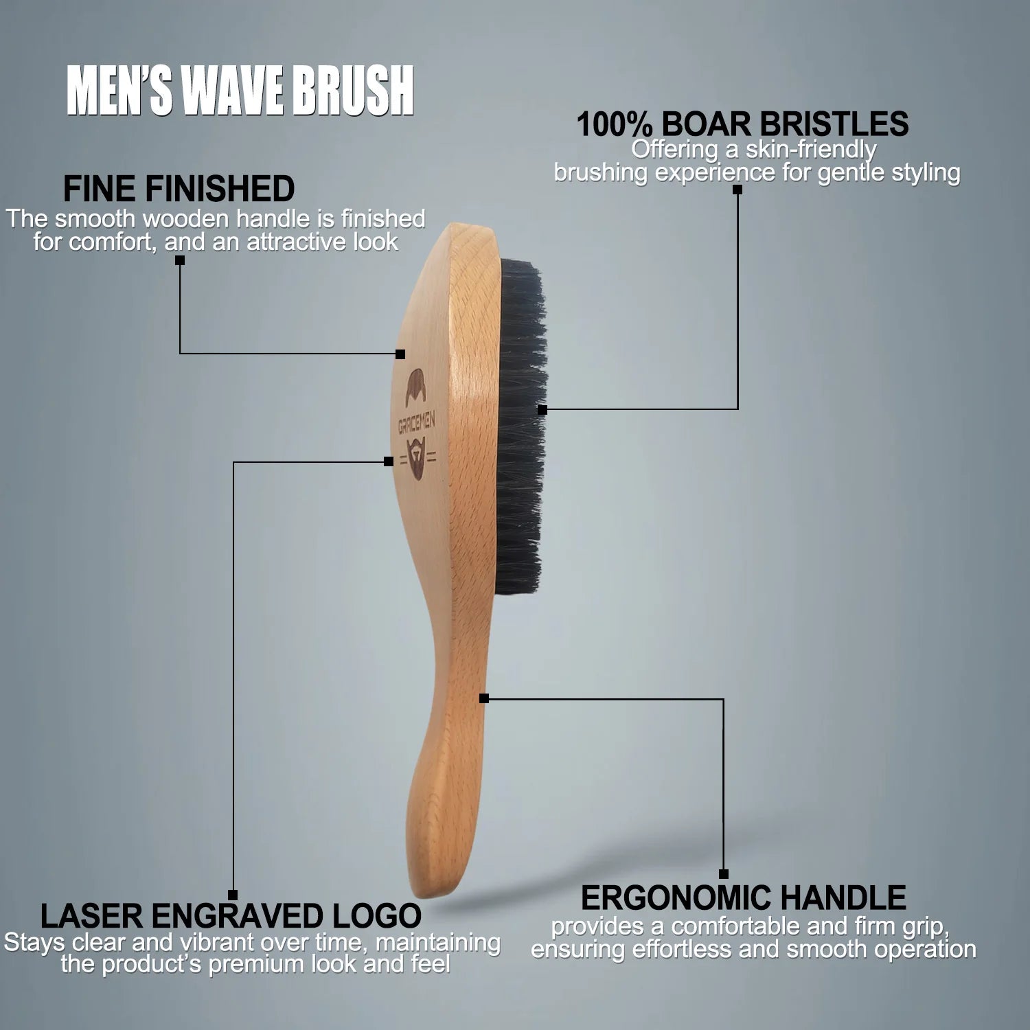 Trinity Wave Brush – Boar Bristle for Waves & Beard