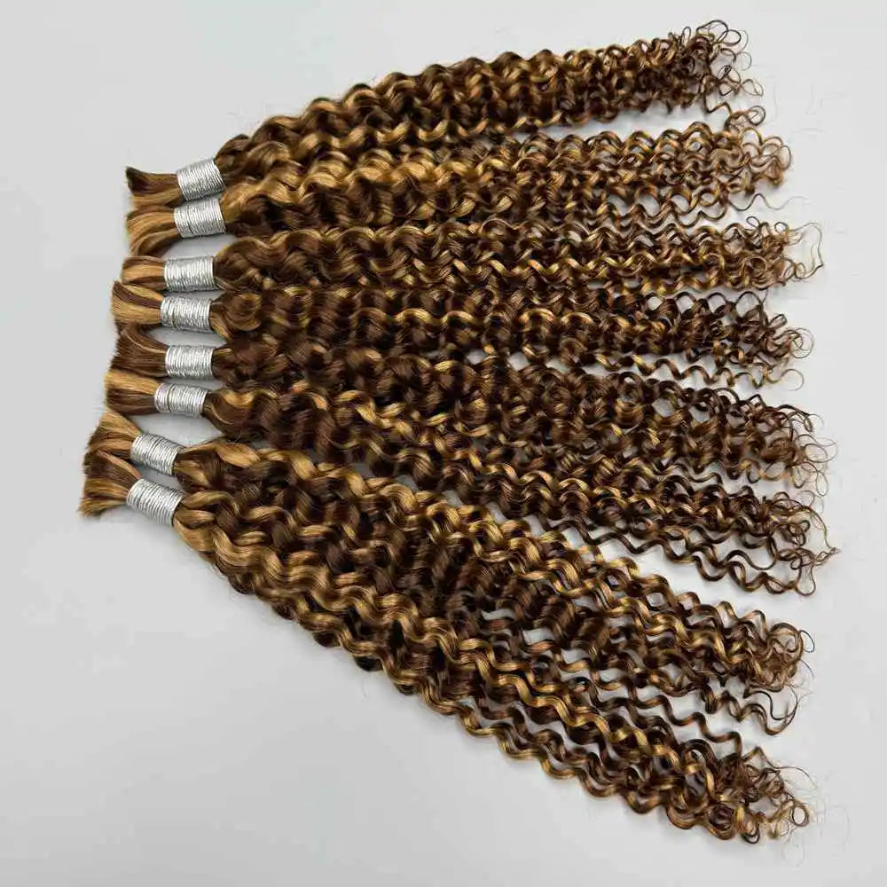 Ombre Highlight 427 Deep Wave Boho Braids Human Hair Curly Brazilian 100% Human Hair Remy Braiding Real Raw Weave Extensions