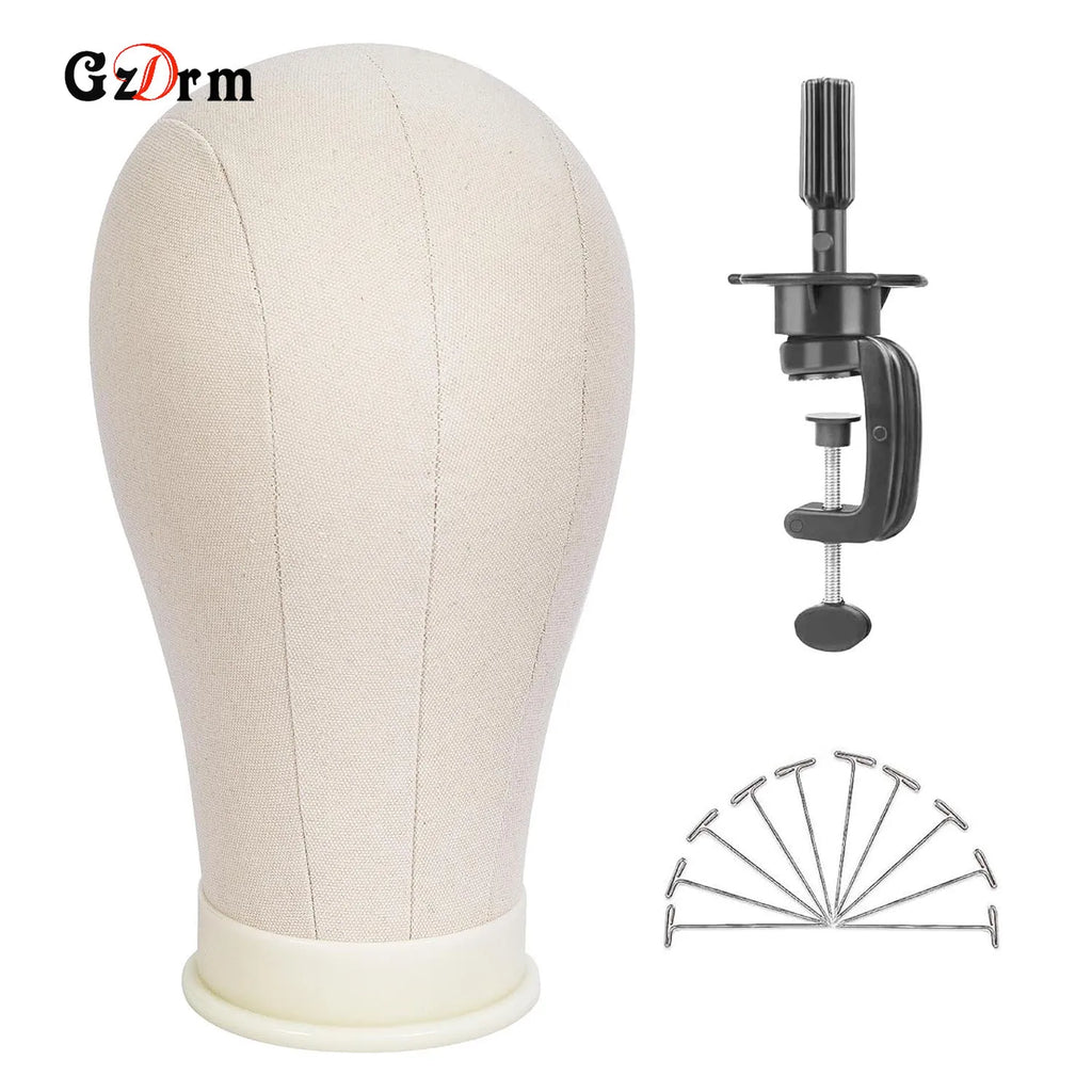 21inch 23inch Wig Head Mannequin Head with Wig Stand ,Manikin Canvas Head for Wigs Making Display with pins