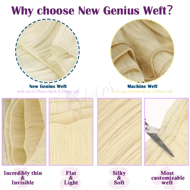 ADEIRS Genius Human Hair Weft Bundles  Remy 100% Really Human Hair Extensions Straight Can Curly  Invisible Comfort Hair Weaves