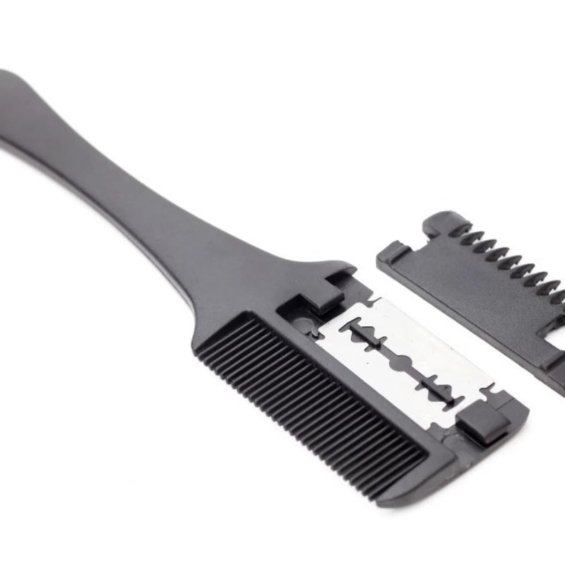 Hair Cutting Comb Hair Brushes with Razor Blades Barber Scissors Hair Salon Thinning Hairdressing DIY Styling Tools Black Handle