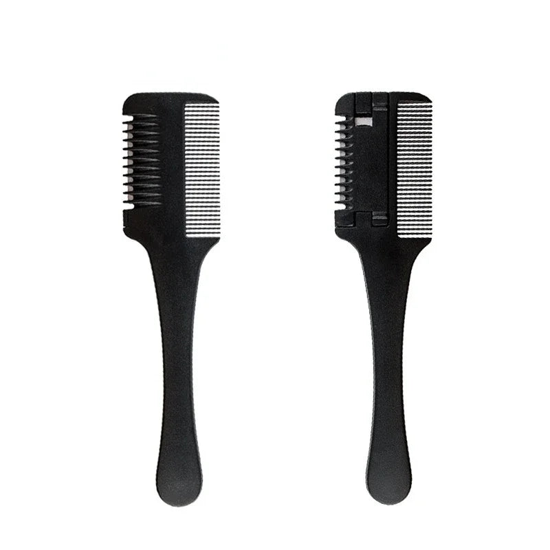 Hair Cutting Comb Hair Brushes with Razor Blades Barber Scissors Hair Salon Thinning Hairdressing DIY Styling Tools Black Handle
