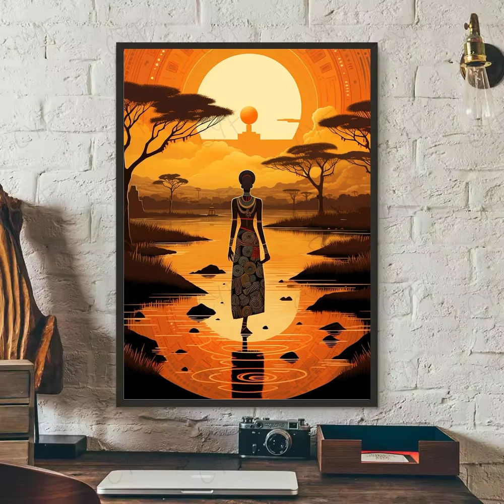 Abstract Painting African Living Poster HD art sticky wall waterproof home living room bedroom bar aesthetic decoration