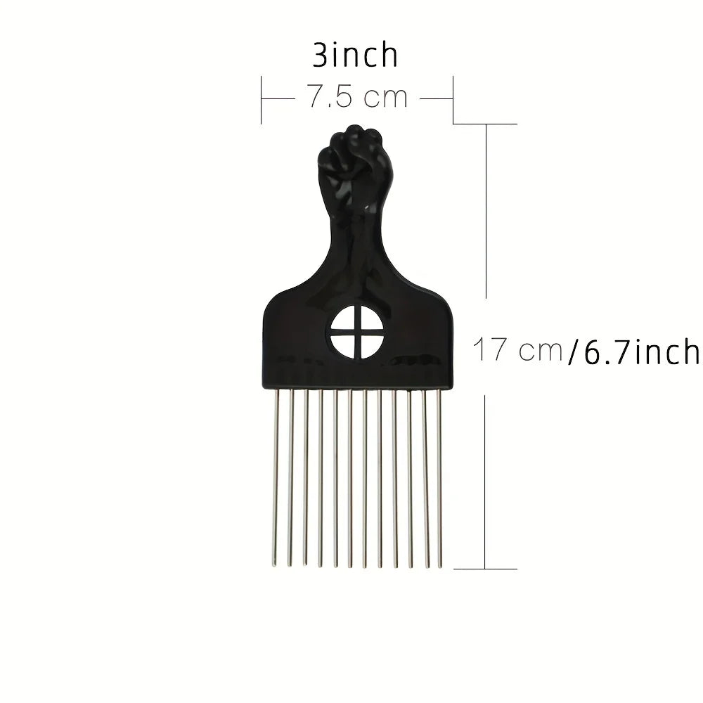Black Metal African American Pick Comb Hair Combs Hair Comb for Hairdressing Styling Tool Salon Barber Shop