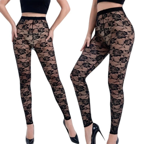 Trinity Lace Sheer Leggings – Floral Rose Mesh Tights House of Trinity