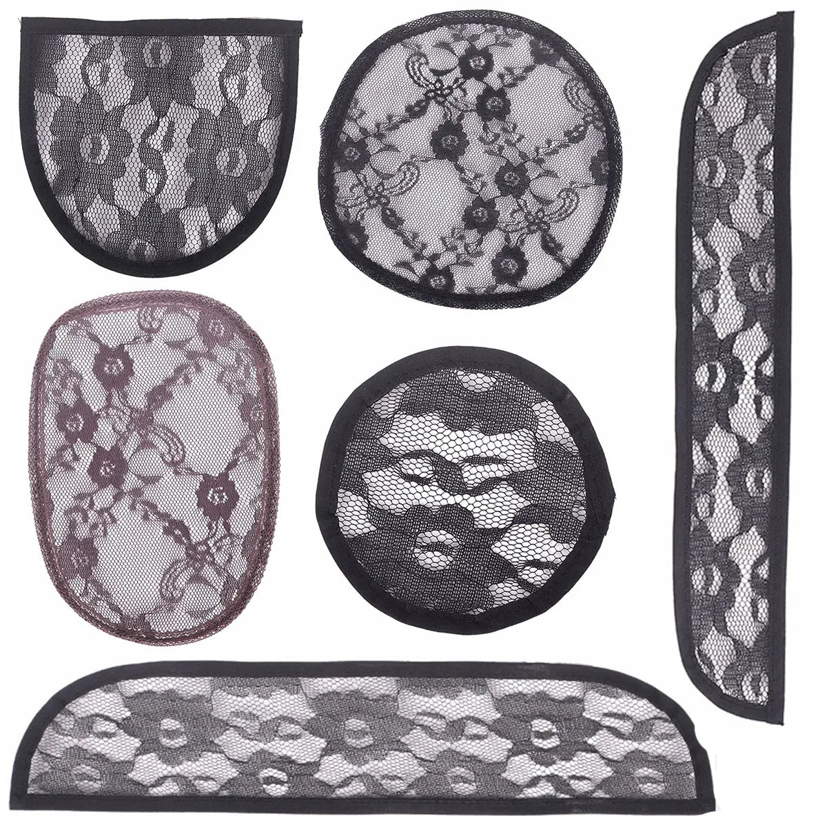 5pcs/bag Swiss Lace Net Make Drawstring Ponytail Lace Wigs Ic Hair Nets Braiding Wigs Cornrow Cap for Wig Accessories