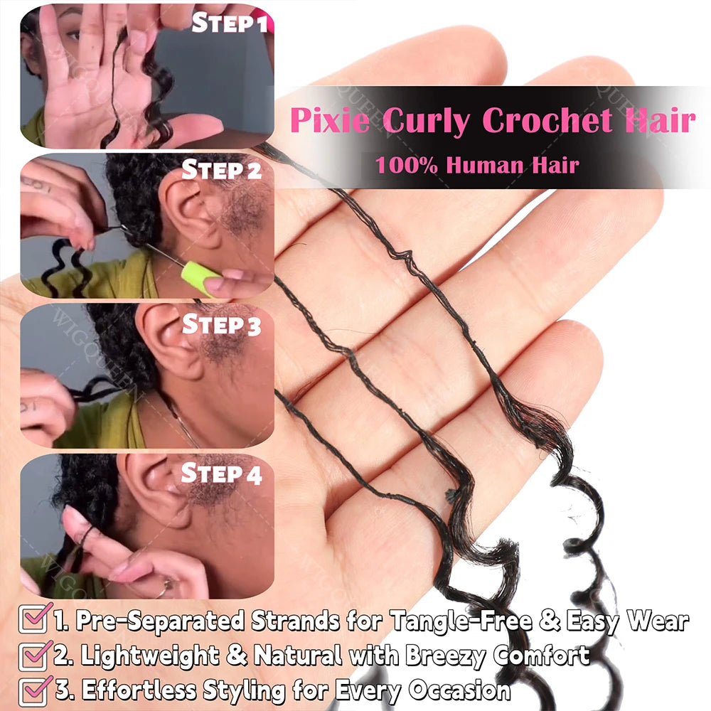 427 Highlight Feather Crochet Human Hair Extension For Braid Kinky Curly Pre-Separated Knotless Small Spirals Curly Crochet Hair