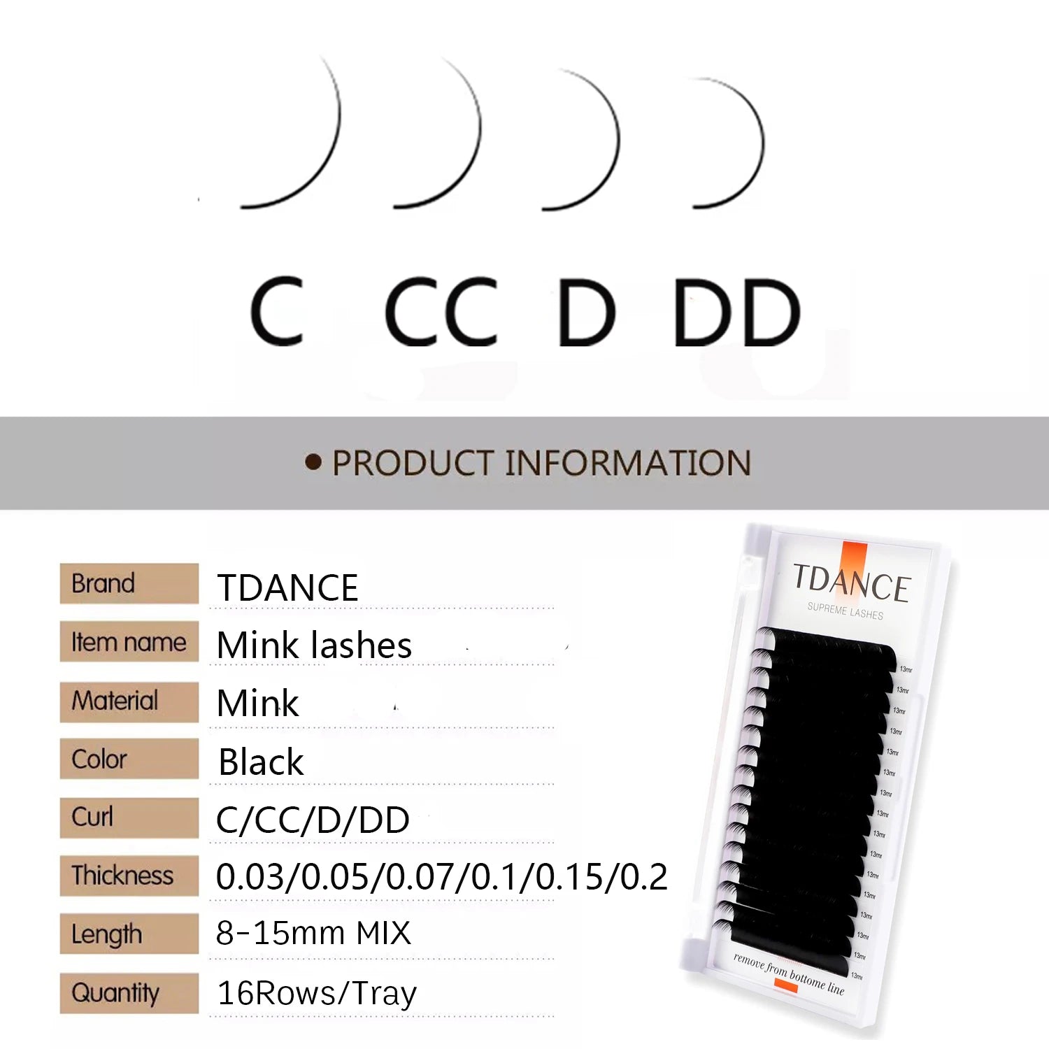 TDANCE Individual Eye Lash Extension 16Rows Soft Faux Mink Lashes Russian Volume Makeup Eyelashes Professionals Classic Eyelash