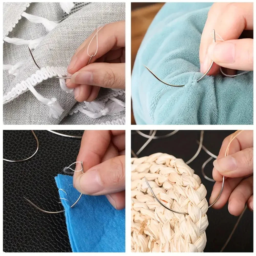 Wig Making Kit - T Pins,C Curved Needles, Knitting Needles With Yarn Thread Scissors for Sewing,Hair Extensions,Modelling Crafts